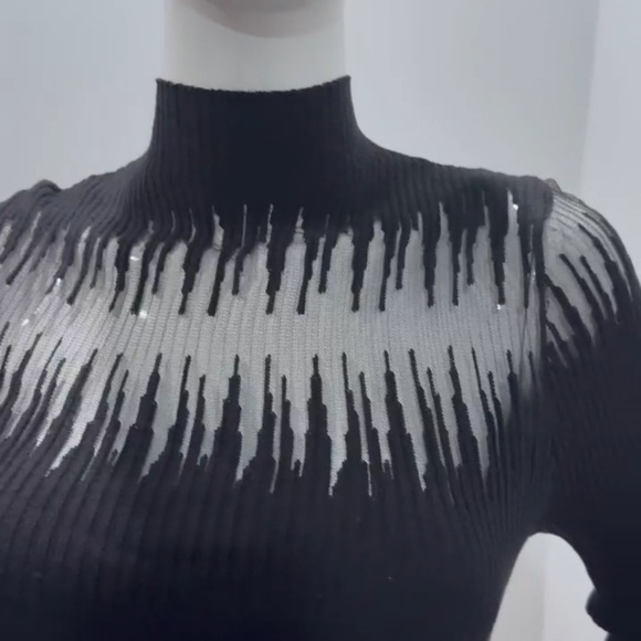 Commense Mock Neck Sheer Panel Knit Top
Black size XS - Picture 5 of 9